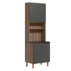 Paneleiro Duplo 4 Portas 70cm MDF Kali 12230 Carvalho Toq Chumbo Nicioli