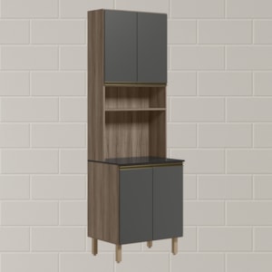 Paneleiro Duplo 4 Portas 70cm MDF Kali 12230 Carvalho Toq Chumbo Nicioli