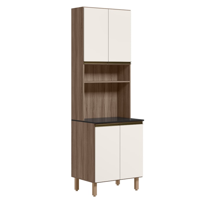 Paneleiro Duplo 4 Portas 70cm MDF Kali 12230 Carvalho Toq Off White Cetim Nicioli