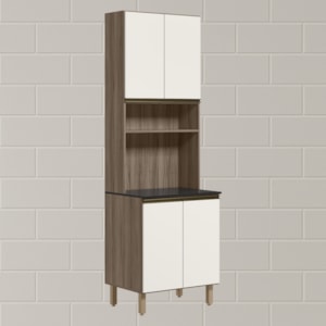 Paneleiro Duplo 4 Portas 70cm MDF Kali 12230 Carvalho Toq Off White Cetim Nicioli