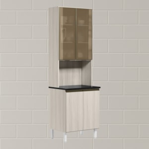 Paneleiro Duplo 4P Vidro 70cm MDF Kali 18340 Bianco Toq Bianco Toq Nicioli