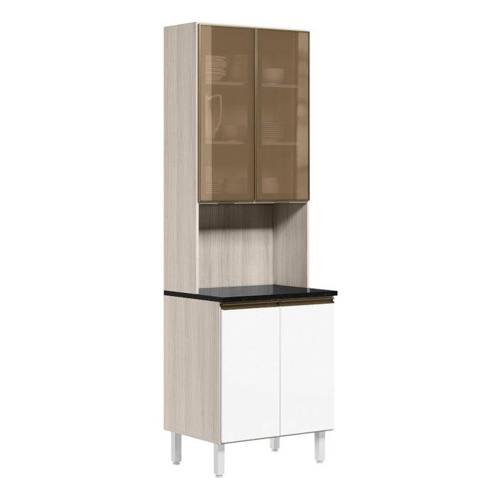 Paneleiro Duplo 4P Vidro 70cm MDF Kali 18340 Bianco Toq Branco Uv Nicioli