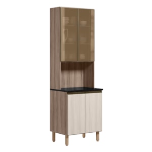 Paneleiro Duplo 4P Vidro 70cm MDF Kali 18340 Carvalho Toq Bianco Toq Nicioli Paneleiro Duplo 4P Vidro 70cm MDF Kali 18340 Carvalho Toq Bianco Toq Nicioli