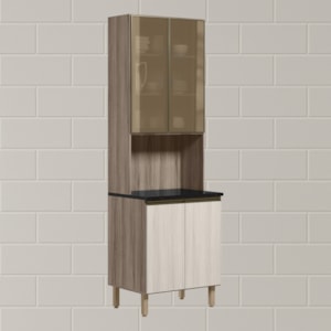 Paneleiro Duplo 4P Vidro 70cm MDF Kali 18340 Carvalho Toq Bianco Toq Nicioli
