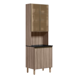 Paneleiro Duplo 4P Vidro 70cm MDF Kali 18340 Carvalho Toq Carvalho Toq Nicioli