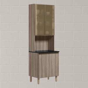 Paneleiro Duplo 4P Vidro 70cm MDF Kali 18340 Carvalho Toq Carvalho Toq Nicioli