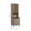 Paneleiro Duplo 4P Vidro 70cm MDF Kali 18340 Carvalho Toq Carvalho Toq Nicioli