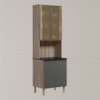 Paneleiro Duplo 4P Vidro 70cm MDF Kali 18340 Carvalho Toq Chumbo Nicioli