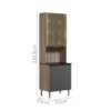 Paneleiro Duplo 4P Vidro 70cm MDF Kali 18340 Carvalho Toq Chumbo Nicioli