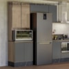 Paneleiro Duplo 4P Vidro 70cm MDF Kali 18340 Carvalho Toq Chumbo Nicioli