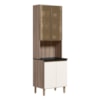 Paneleiro Duplo 4P Vidro 70cm MDF Kali 18340 Carvalho Toq Off White Cetim Nicioli