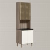 Paneleiro Duplo 4P Vidro 70cm MDF Kali 18340 Carvalho Toq Off White Cetim Nicioli