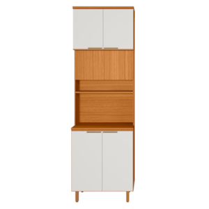 Paneleiro Duplo 6 Portas 226x70 cm MDF Bari Freijo Off Acetinado POLIMAN