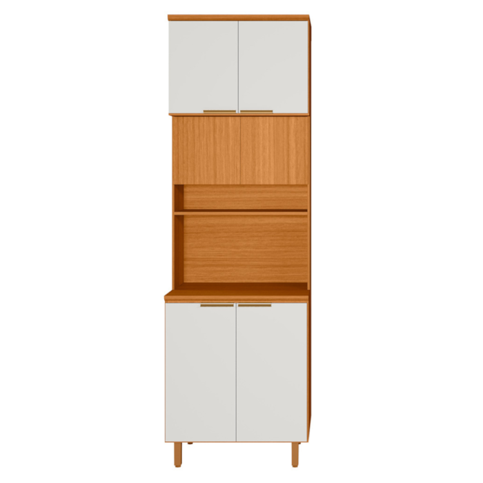 Paneleiro Duplo 6 Portas 226x70 cm MDF Bari Freijo Off Acetinado POLIMAN