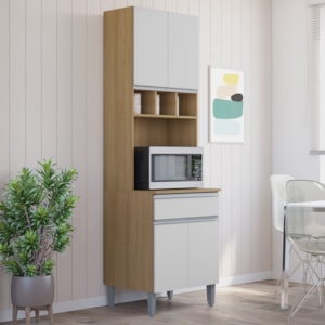 Paneleiro Microondas 202X61cm Andreia Amendoa Branco REAJL Moveis