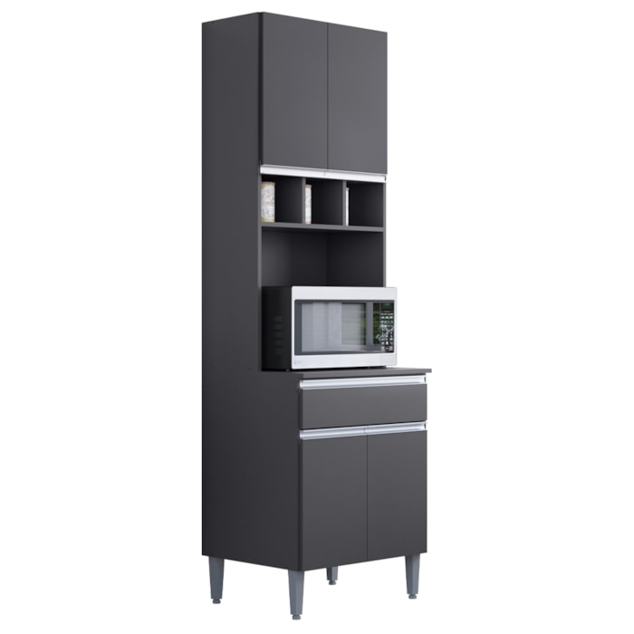 Paneleiro Microondas 202X61cm Andreia Cinza REAJL Móveis