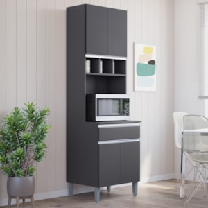 Paneleiro Microondas 202X61cm Andreia Cinza REAJL Móveis