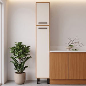 Paneleiro Simples 2 Portas 218x40 cm Malta Freijo Off Acetinado POLIMAN