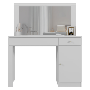 Penteadeira Camarim 2 Gavetas Com Espelho 108x135 cm Nina Branco Fosco MOBLER