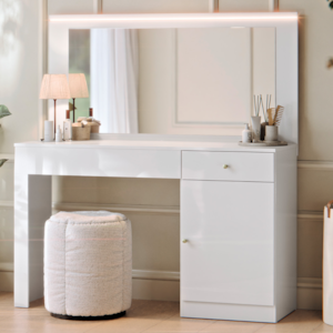 Penteadeira Camarim 2 Gavetas Com Espelho 108x135 cm Nina Branco Fosco MOBLER