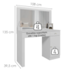 Penteadeira Camarim 2 Gavetas Com Espelho 108x135 cm Nina Branco Fosco MOBLER