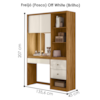 Penteadeira Camarim Com Espelho E Led Lume 2 Gavetas 207 cm Freijo Off White Moval