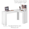 Penteadeira Escrivaninha Canto Com Espelho 135x82 cm Jade Branco Fosco MOBLER