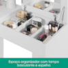 Penteadeira Escrivaninha Canto Com Espelho 135x82 cm Jade Branco Fosco MOBLER