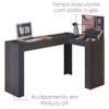 Penteadeira Escrivaninha Canto Com Espelho 135x82 cm Jade Preto Fosco MOBLER