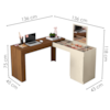 Penteadeira Escrivaninha Canto Com Espelho 136x136 cm New Star Freijo Off White MOBLER