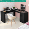 Penteadeira Escrivaninha Canto Com Espelho 136x136 cm New Star Preto Fosco MOBLER