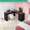 Penteadeira Escrivaninha Canto Com Espelho 136x136 cm New Star Preto Fosco MOBLER
