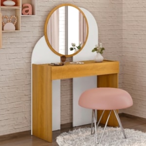 Penteadeira Espelho Camarim 90 cm Wish Naturalle Branco BECHARA