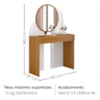 Penteadeira Espelho Camarim 90 cm Wish Naturalle Branco BECHARA