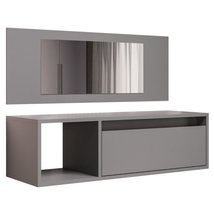 Penteadeira Suspensa 1 Porta Eva 90 cm BP Grafite Eratto Moveis