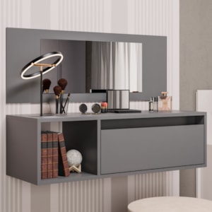 Penteadeira Suspensa 1 Porta Eva 90 cm BP Grafite Eratto Moveis