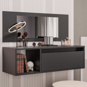 Penteadeira Suspensa 1 Porta Eva 90 cm BP Preto Eratto Moveis