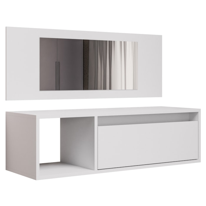 Penteadeira Suspensa 1 Porta Eva BP 90 cm Branco Eratto Moveis