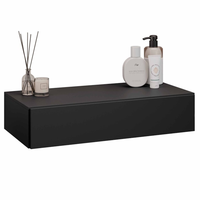 Penteadeira Suspensa Zoe BP 1 Gaveta 60 cm Preto Eratto Moveis