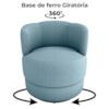 Poltrona Base Giratoria Marselha Boucle F495 Azul Milani Store