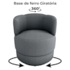 Poltrona Base Giratoria Marselha Boucle F497 Cinza Milani Store