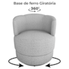 Poltrona Base Giratoria Marselha Linho Vancouver Bege Milani Store
