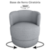 Poltrona Base Giratoria Marselha Linho Vancouver Cinza Milani Store