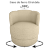 Poltrona Base Giratoria Marselha Linho Vancouver Palha Milani Store