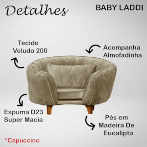 Poltrona Cama Caminha Pet Baby Laddi Veludo Capuccino Dvinn