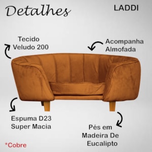 Poltrona Cama Caminha Pet Laddi Veludo Cobre Dvinn