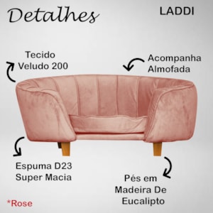 Poltrona Cama Caminha Pet Laddi Veludo Rose Dvinn