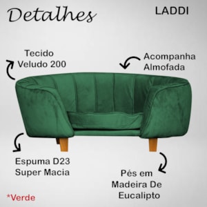 Poltrona Cama Caminha Pet Laddi Veludo Verde Dvinn