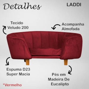 Poltrona Cama Caminha Pet Laddi Veludo Vermelho Dvinn