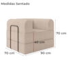 Poltrona Cama Modular 90 cm Monaco Boucle Bege VConcept